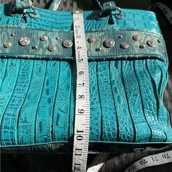 M.C. Turquoise Leather Crocodile Bag - Picture 6 of 9